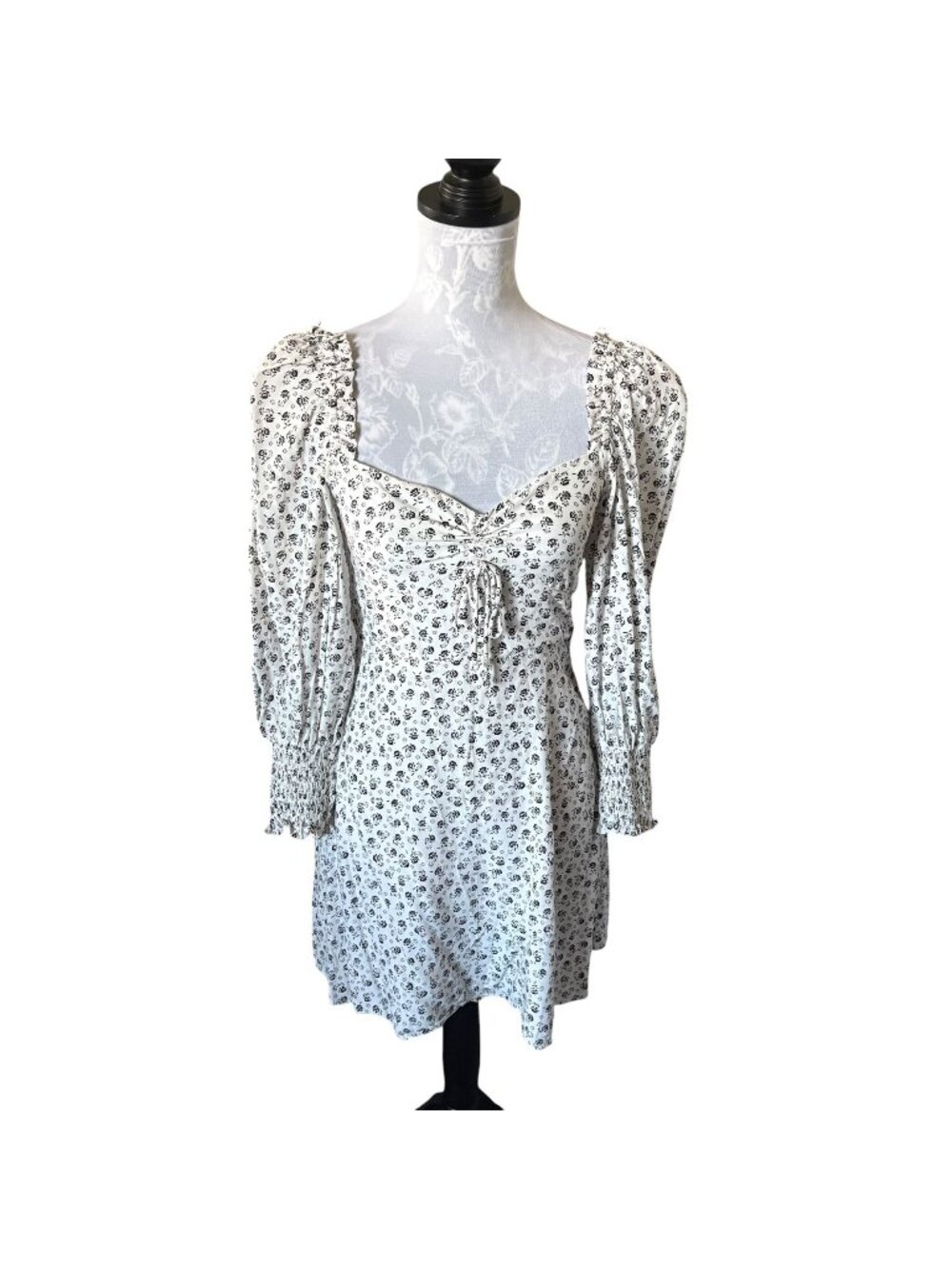 Faithfull The Brand Calla Mini Dress Puff Sleeve Floral Womens Small